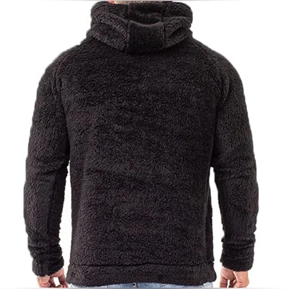 BRAND NEW MENS TRENDY GREY FUZZY SHERPA HOODIE NWT - Picture 3 of 4